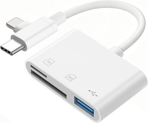 SD Card Reader for iPhone iPad, Micro SD Card Reader Memory Card Reader with USB Adapter Plug and Play Trail Game Camera Card Viewer Supports SD and TF Card No App Required in Saudi Arabia