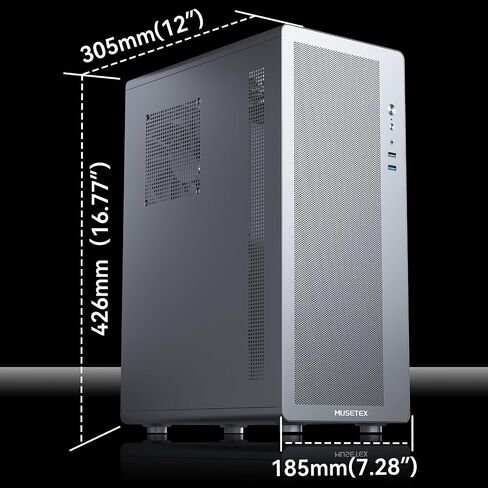 MUSETEX M2 ATX PC Case, 1 Non-RGB 120mm Fan PC Case, Computer case with Mesh Front,Magnetic Dust Filter, Ultra-Slim and Lightweight Portable Design, Black in Saudi Arabia
