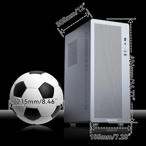 MUSETEX M2 ATX PC Case, 1 Non-RGB 120mm Fan PC Case, Computer case with Mesh Front,Magnetic Dust Filter, Ultra-Slim and Lightweight Portable Design, Black in Saudi Arabia