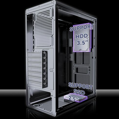 MUSETEX M2 ATX PC Case, 1 Non-RGB 120mm Fan PC Case, Computer case with Mesh Front,Magnetic Dust Filter, Ultra-Slim and Lightweight Portable Design, Black in Saudi Arabia
