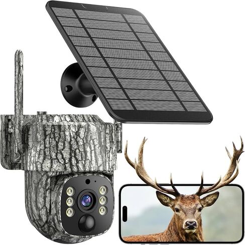 4G LTE Cellular Trail Camera, 360° Live Streaming, 2.5K SIM Card Included | Solar Game Camera Auto Tracking Security Cameras Wireless Outdoor with Night Vision, Motion Activated for Outdoor, 1 Pack in Saudi Arabia