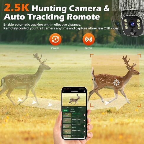 4G LTE Cellular Trail Camera, 360° Live Streaming, 2.5K SIM Card Included | Solar Game Camera Auto Tracking Security Cameras Wireless Outdoor with Night Vision, Motion Activated for Outdoor, 1 Pack in Saudi Arabia
