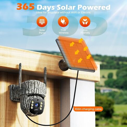 4G LTE Cellular Trail Camera, 360° Live Streaming, 2.5K SIM Card Included | Solar Game Camera Auto Tracking Security Cameras Wireless Outdoor with Night Vision, Motion Activated for Outdoor, 1 Pack in Saudi Arabia