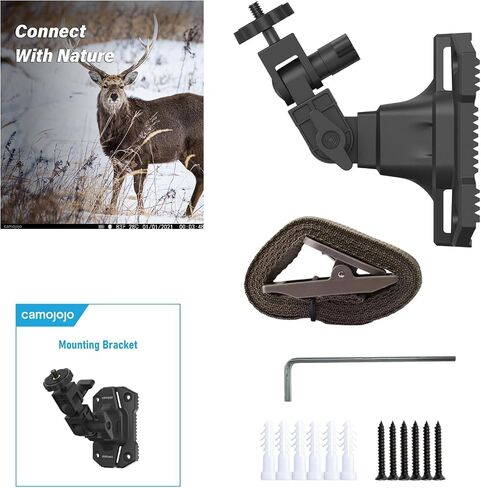 Camojojo Trail Cameras Mounting Bracket with 1/4" -20 Threaded Insert 360°Rotating Adjustable Holder for Outdoor Hunting Gear Accessory, Game Camera Holder Monitor Stand Hunting Camera Kit (2 Pack) in Saudi Arabia