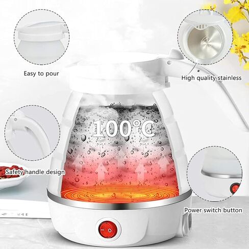 0.6L Small Travel Foldable Electric Kettle Collapsible Coffee Tea Kettle | Automatic Shut-Off,Portable Foldable,Easy Storage,Mini Hot Water Boiler in Saudi Arabia