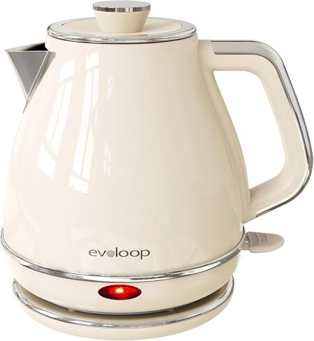 Evoloop Electric Tea Kettle, 1500W /1.0L Hot Water Boiler Heater Pot, Retro Small Electric Kettle, 100% Stainless Steel BPA Free Electric Teapot, Auto Shut-Off & Boil-Dry Protection（Beige） in Saudi Arabia