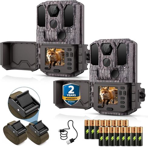 40MP 2K Trail Camera with Secure Mounting, Non-Cellular, Non-WiFi, Camo, 1P | 0.1s Trigger, Night Vision, Video Game Cam with 2.0" Color Screen, Reinforced Buckle, IP66 Waterproof, Wildlife Monitoring in Saudi Arabia