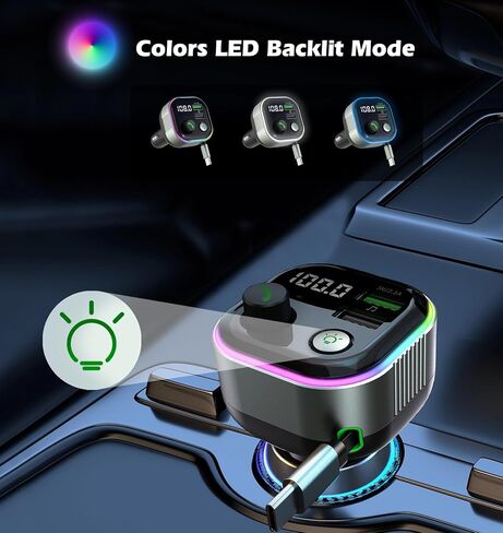 Bluetooth 5.4 FM Transmitter for Car,Type C Retractable Cord Fast Charger | 36W(12V)-65W(24V) ,Wireless Audio Adapter with Hi-Fi Bass,Hands-Free Call,Music Player,Compatible with iPhone & Android in Saudi Arabia