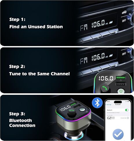 Bluetooth 5.4 FM Transmitter for Car,Type C Retractable Cord Fast Charger | 36W(12V)-65W(24V) ,Wireless Audio Adapter with Hi-Fi Bass,Hands-Free Call,Music Player,Compatible with iPhone & Android in Saudi Arabia