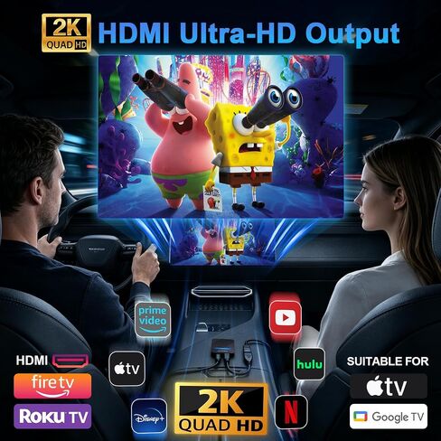 2-in-1 Car TV Mate Pro—Wireless CarPlay Adapter & HDMI Multimedia Adapter for TV Stick Converter/Game Consoles/Set-Top Box/Screen Mirroring, Plug & Play HDMI Cars T V Dongle Compatible Cars from 2016 in Saudi Arabia