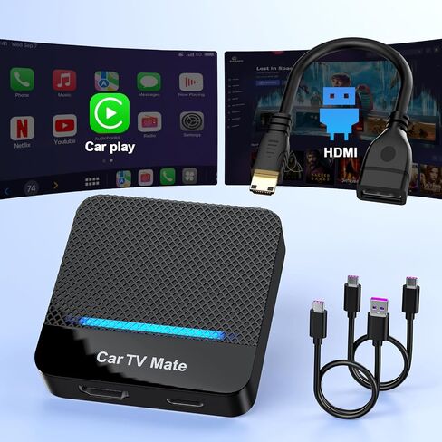 2-in-1 Car TV Mate Pro—Wireless CarPlay Adapter & HDMI Multimedia Adapter for TV Stick Converter/Game Consoles/Set-Top Box/Screen Mirroring, Plug & Play HDMI Cars T V Dongle Compatible Cars from 2016 in Saudi Arabia