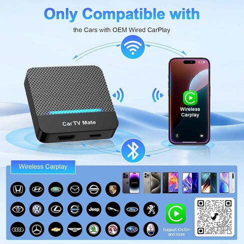 2-in-1 Car TV Mate Pro—Wireless CarPlay Adapter & HDMI Multimedia Adapter for TV Stick Converter/Game Consoles/Set-Top Box/Screen Mirroring, Plug & Play HDMI Cars T V Dongle Compatible Cars from 2016 in Saudi Arabia