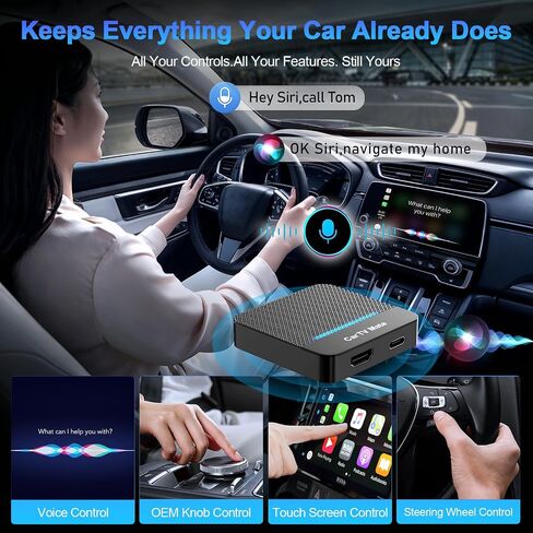 2-in-1 Car TV Mate Pro—Wireless CarPlay Adapter & HDMI Multimedia Adapter for TV Stick Converter/Game Consoles/Set-Top Box/Screen Mirroring, Plug & Play HDMI Cars T V Dongle Compatible Cars from 2016 in Saudi Arabia