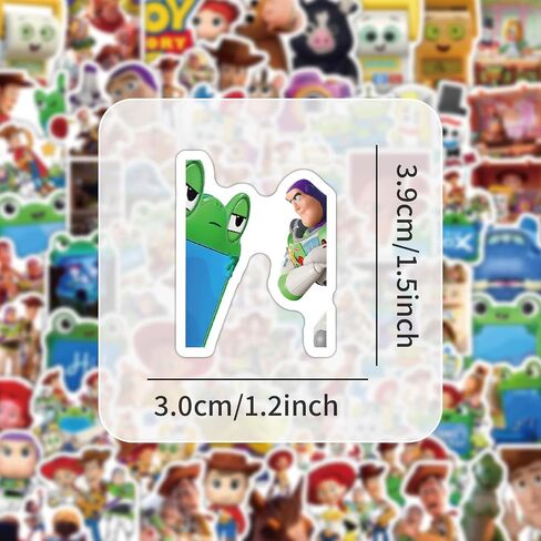 100Pcs Toy Cartoon Movie Story Sticker Bundle, Cool Vinyl Decals for Laptop, Water Bottle, Phone, Skateboard, Luggage, Bicycle, Guitar, DIY Gift for Fans (Toy1) in Saudi Arabia
