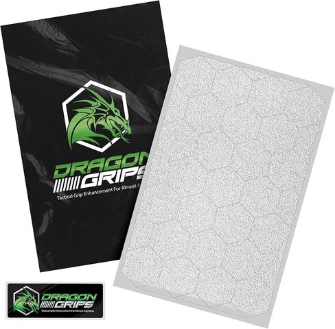 Dragon Grips Black Rubber Grip Tape, 84pc Hexagon Grip Stickers | Pre-Cut Non-Slip Textured Stickers, Multipurpose for Phone Cases, Controllers, Guns, Mouse Grip Tape, Waterproof, Made in USA in Saudi Arabia