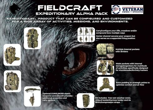 FIELDCRAFT Hunting Backpack Daypack for Rifles, Bows, Crossbows, Muzzleloader, Hunting, Hiking, Archery, Blackpowder, Outdoors Expeditionary Alpha Pack in Saudi Arabia