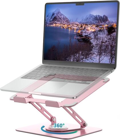 ALASHI 360° Rotating Laptop Stand, Multi-Angle, 10-17", White | Adjustable Laptop Riser, 360°Rotating Base Computer Stand, Ergonomic Foldable Protable for Office Home College in Kuwait