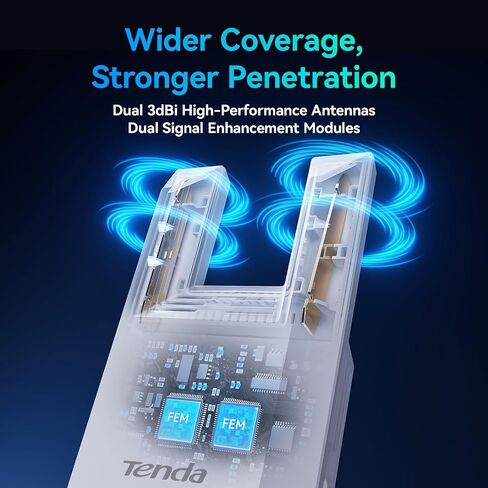 Tenda WiFi Range Extender AC1200 - WiFi Extender with Gigabit Ethernet Port, 1.2Gbps Home Signal Booster, Dual Band, Up to 1600 Sq & 32 Devices (A18Pro) in Saudi Arabia
