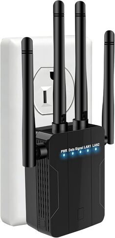 WiFi Extender Signal Booster for Home,1200Mbps 2.4GHz 5GHz Dual Band WiFi Repeater Ethernet Port,WPS Setup,Mesh Compatible,15000 Sq.ft Whole Home WiFi Coverage,Supports 90+ Devices in Saudi Arabia