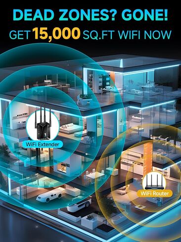 WiFi Extender Signal Booster for Home, Covers Up to 13,000 Sq Ft, 1-Tap Setup Wireless Internet Repeater, Eliminates Dead Zones, Reduces Buffering, Supports 50+ Devices in Saudi Arabia