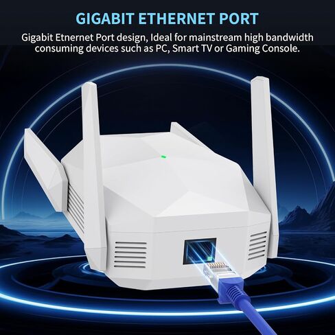 WiFi Extender, 2026 45X WiFi 6 Booster AX3000 (5.8/2.4GHz), 21529 sq.ft Long Range and 155+ Devices, WiFi Extender Signal Booster with Ethernet Port (Pure White) in Kuwait