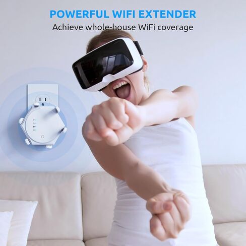 WiFi Extender Signal Booster,1200Mbps Dual Band 2.4GHz & 5GHz WiFi Repeater,Covers Up to 12880 Sq.Ft,Supports 60 Devices,Easy Setup Internet Booster for Home Apartment Basement Office in Saudi Arabia
