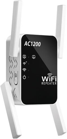 AC1200 WiFi Extender Signal Booster for Home, Dual Band Range Repeater | (5GHz/2.4GHz), Covers Up to 12880 Sq.ft, Long Range Internet Amplifier with Ethernet Port, 1200Mbps, Works with 99% routers in Saudi Arabia