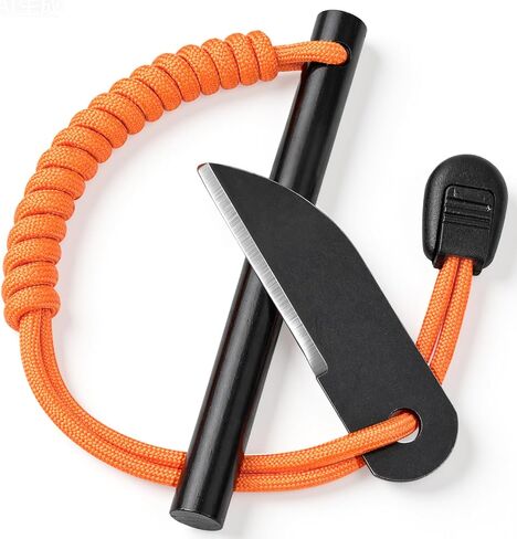 Premium Flint and Steel Fire Starter Kit - 4 Inch Ferro Rod with Paracord Handle, Waterproof Survival Gear and Supplies for Camping, Hiking, Bushcraft & Emergency in Saudi Arabia