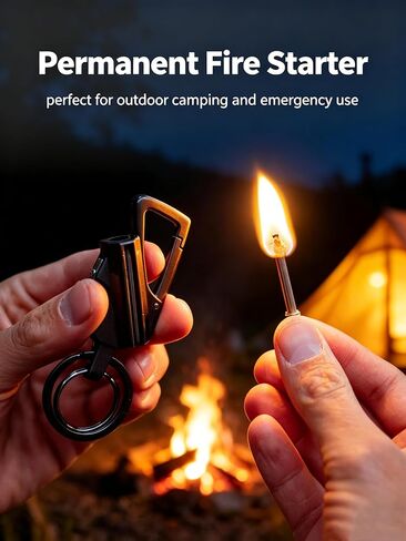 Permanent Match Lighter, Waterproof Matches, Strike Anywhere Matches, Emergency Fire Starter Striker Set, with Metal Keychain, Black in Saudi Arabia