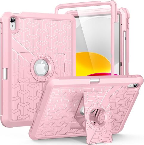 MoKo Shockproof Case for iPad (A16) 11th/10th Generation 2025/2022, Black | Heavy Duty Dual Layer Full Body Protective Cover, Built-in Screen Protector and Kickstand for iPad 11/10.9 Inch in Saudi Arabia