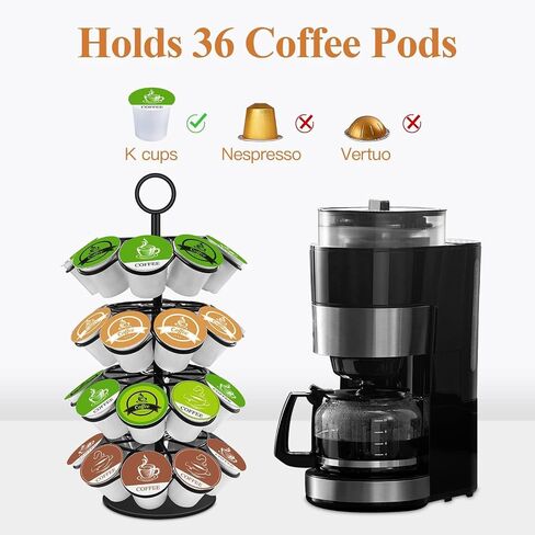 KIMIUP Coffee Pod Holder, K Cup Organizer Compatible with K-Cups(36 Pods) | Kitchen Detachable Coffee Pod Organizer for Countertop, Spins 360-Degrees in Kuwait