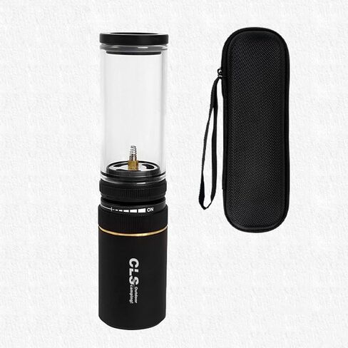 Camping Gas Lantern Emergency Essential Portable Glass Mantle Lamp Adjustable Fire Aluminum Alloy Manual Ignition Suitable for Camping Hiking Fishing, Black in Saudi Arabia