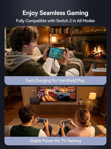 NEWDERY for Nintendo Switch 2 Charger 65W AC Power Adapter Foldable Plug | 5FT PD 3.0 Fast Charging,Replacement for OEM Switch 2, for Steam Deck Charger,4K TV Dock Supported in Saudi Arabia