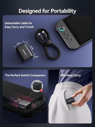 NEWDERY for Nintendo Switch 2 Charger 65W AC Power Adapter Foldable Plug | 5FT PD 3.0 Fast Charging,Replacement for OEM Switch 2, for Steam Deck Charger,4K TV Dock Supported in Saudi Arabia