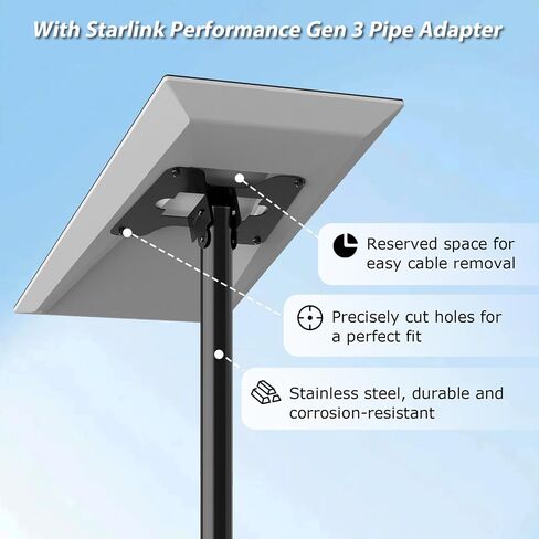 Starlink Performance Gen 3 Roof Ridge Mount, Adjustable Starlink Pole Mount | Starlink Mounting Kit Performance Gen 3 with Stainless Steel Pipe Adapter for Extreme Climates, No-Drill, Heavy Duty in Saudi Arabia
