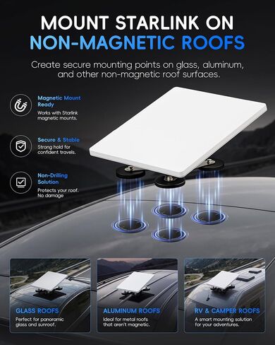 Starlink Mini/Gen 3 Adhesive Metal Plates for Magnetic Mount, 4-Pack | 3M VHB Backing | For Non-Magnetic Glass & Aluminum Roofs | Peel-and-Stick, No-Drill RV, Camper, Car & Truck Accessories in Saudi Arabia