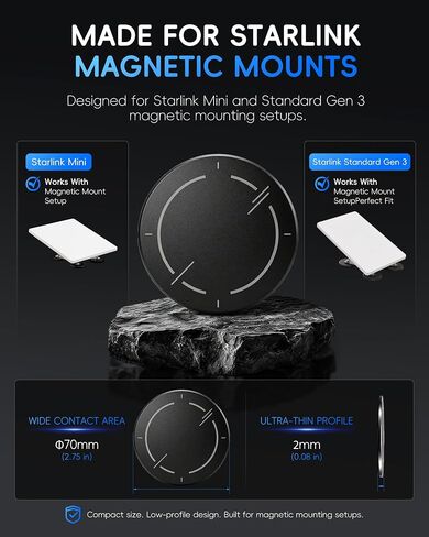 Starlink Mini/Gen 3 Adhesive Metal Plates for Magnetic Mount, 4-Pack | 3M VHB Backing | For Non-Magnetic Glass & Aluminum Roofs | Peel-and-Stick, No-Drill RV, Camper, Car & Truck Accessories in Saudi Arabia