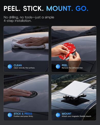 Starlink Mini/Gen 3 Adhesive Metal Plates for Magnetic Mount, 4-Pack | 3M VHB Backing | For Non-Magnetic Glass & Aluminum Roofs | Peel-and-Stick, No-Drill RV, Camper, Car & Truck Accessories in Saudi Arabia