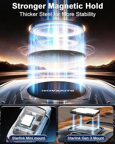 4PCS Starlink Mini/Standard 4/4X/V3 Gen 3 Magnetic Mount Plates, 70mm Steel Adhesive Pads, Laser Engraved, Heavy Duty Roof Mount for Tesla Model 3/Y, Aluminum/Glass Roof Car, Truck, SUV & RV Roof in Saudi Arabia