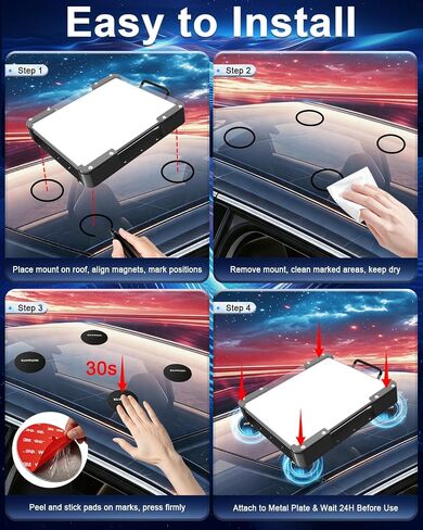 4PCS Starlink Mini/Standard 4/4X/V3 Gen 3 Magnetic Mount Plates, 70mm Steel Adhesive Pads, Laser Engraved, Heavy Duty Roof Mount for Tesla Model 3/Y, Aluminum/Glass Roof Car, Truck, SUV & RV Roof in Saudi Arabia