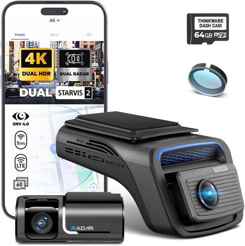 THINKWARE U3000 PRO Dash Cam 4K Front and 2K Rear, Dual STARVIS 2 | Dual RADAR Parking Mode, LTE Compatible, Thermal Protection, 5GHz Wi-Fi, GPS, HDR, Free 64GB card and OBD cable included in Kuwait