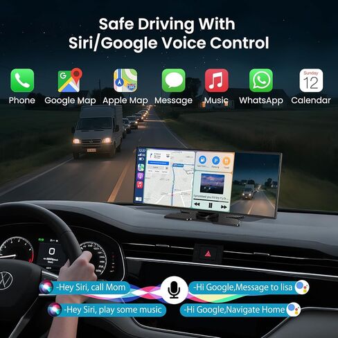 2026 CarPlay Screen for Car, 11.5 inch A-pple CarPlay & Android Auto Screen | 1080P Backup Camera, Navigation & Voice Control & HD Touchscreen with 4K Dash Cam, Bluetooth/FM/Mirror Link, for All Vehicles in Saudi Arabia