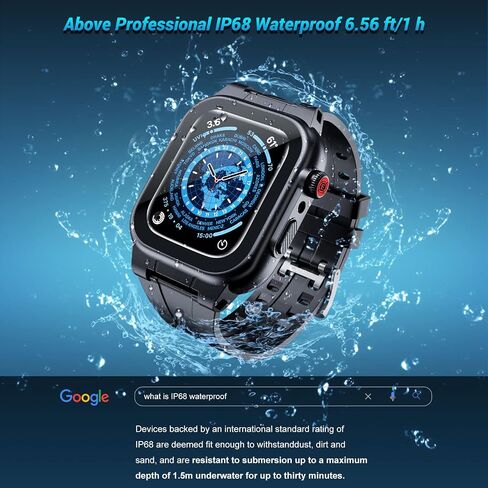 Waterproof Case for Apple Watch 45mm 44mm 42mm 41mm 40mm 38mm with Band, IP68 Waterproof Built-in Screen Protector for Apple Watch Series 8 7 6 5 4 3 2 SE SE2, Full Body Rugged Case for iWatch in Saudi Arabia
