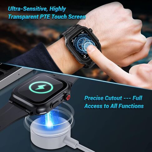 Waterproof Case for Apple Watch 45mm 44mm 42mm 41mm 40mm 38mm with Band, IP68 Waterproof Built-in Screen Protector for Apple Watch Series 8 7 6 5 4 3 2 SE SE2, Full Body Rugged Case for iWatch in Saudi Arabia