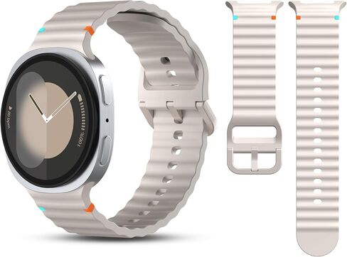GGKING Band Compatible with Galaxy Watch 9 8 40/44mm Classic 46mm | No Gap, Colored Stitching, Men Women, Soft Silicone Sport Breathable Adjustable Strap Wristband for Gym, Swim, Workout, Sleep in Saudi Arabia