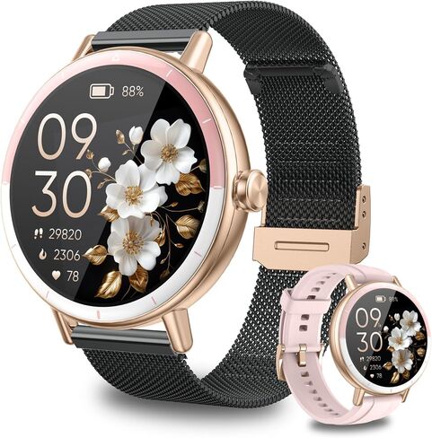 Smart Watches for Women Android/iphone, Fitness Tracker with Calls&Answer | IP68 Waterproof/Activity Pedometer/ Heart Rate/SpO2 Monitor/100+ Sports Model, Two Bands in Saudi Arabia