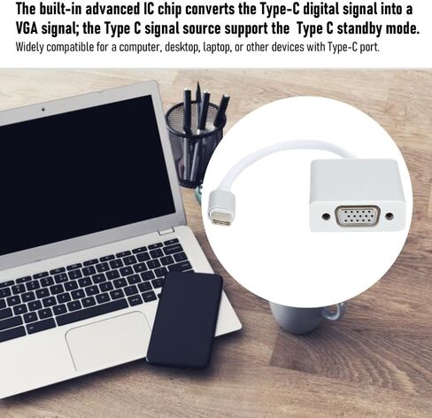 7.87in Aluminium Alloy Type-C Male to VGA Female Adapter 1080P USB 3.1 Plug and Play Portable Video Adapter for OS X Desktop Computer in Saudi Arabia