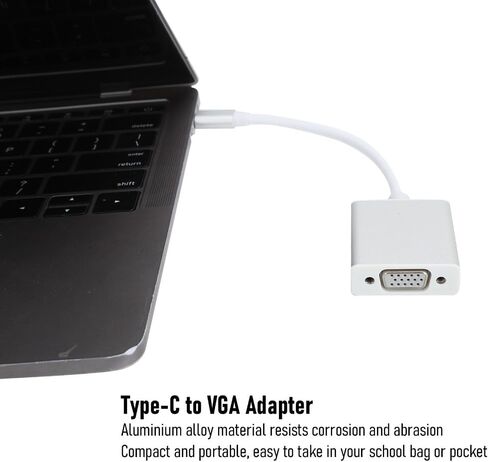 7.87in Aluminium Alloy Type-C Male to VGA Female Adapter 1080P USB 3.1 Plug and Play Portable Video Adapter for OS X Desktop Computer in Saudi Arabia