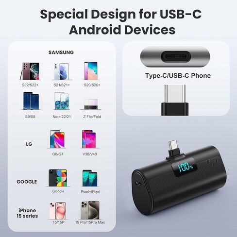 [2-Pack]Portable Charger for iPhone 17/16/15 Series,Upgraded 5200mAh PD USB C Power Bank Built-in USB-C Connector, Battery Pack Compatible with iPhone 17/17 Pro/17 Pro Max/16/15 Series,Samsung,Android in Saudi Arabia