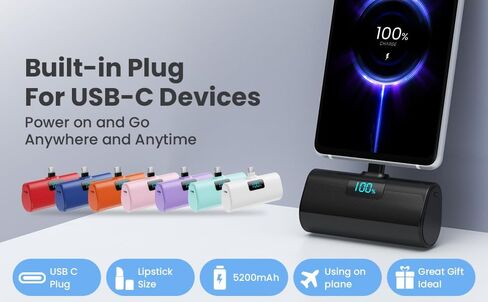 [2-Pack]Portable Charger for iPhone 17/16/15 Series,Upgraded 5200mAh PD USB C Power Bank Built-in USB-C Connector, Battery Pack Compatible with iPhone 17/17 Pro/17 Pro Max/16/15 Series,Samsung,Android in Saudi Arabia